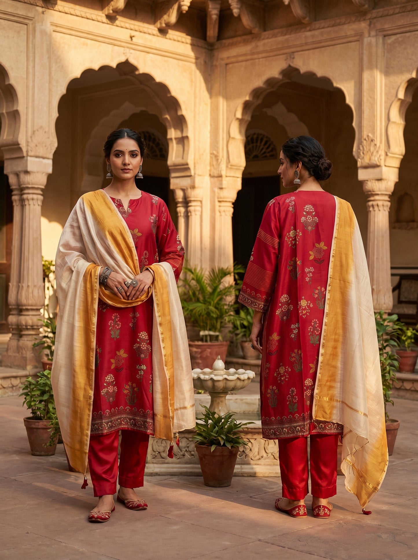 Semi Stitched Chanderi Casual suitset