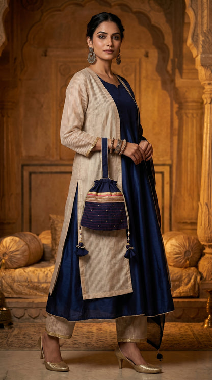 Ayaan Emerald Gold Embroidered Festive Potli
