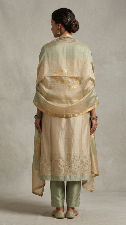 Semi Stitched Formal chanderi Suitset