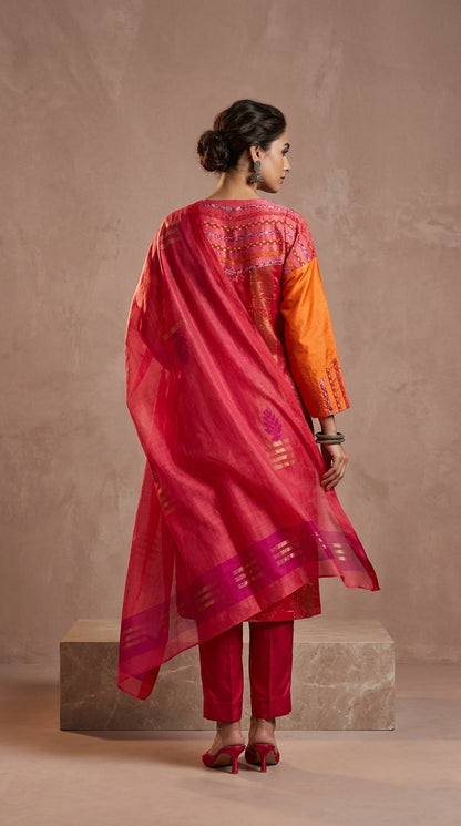 Semi Stitched Formal chanderi Suitset