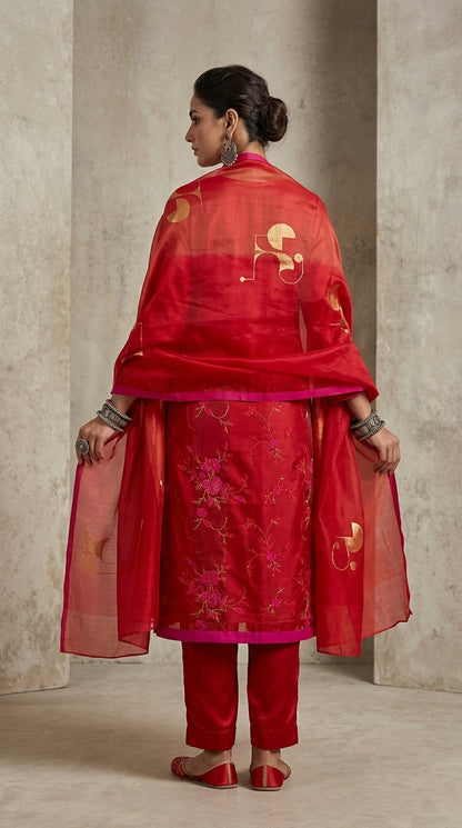 Semi Stitched Formal chanderi Suitset