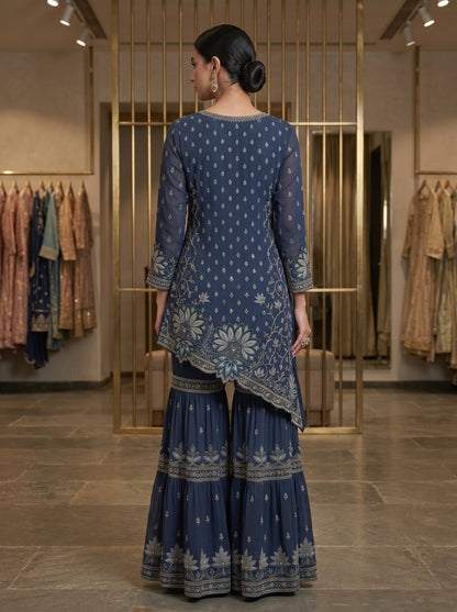 Olive Green Floral Embellished | Couture Sharara Set