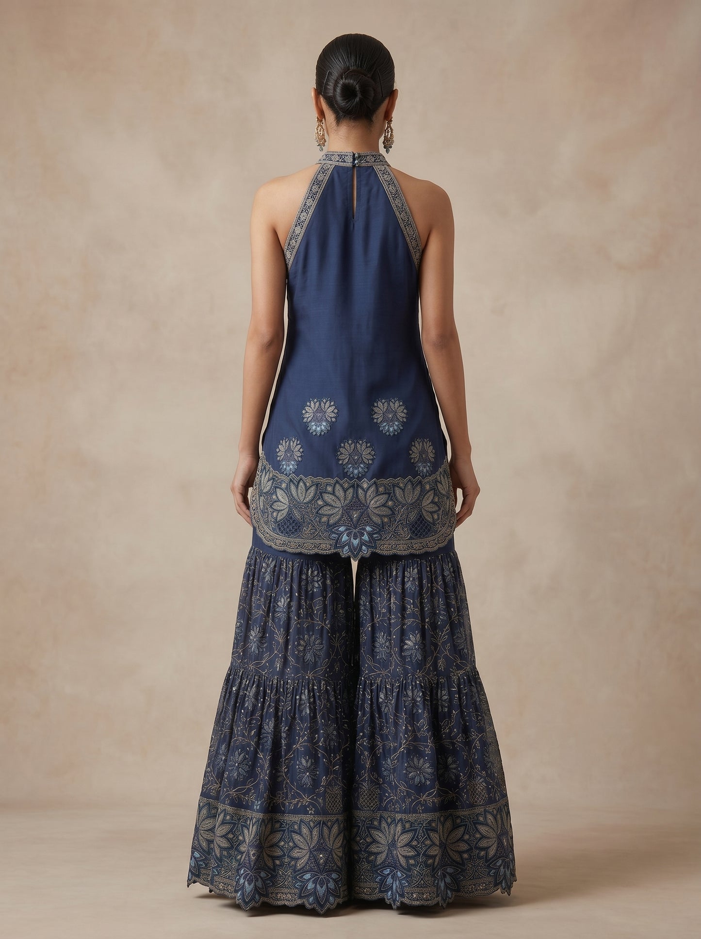 Earthy Rust Hand-Embroidered Georgette | Couture Sharara Set