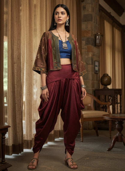 Stitched Chanderi Kalamkari Short Jacket