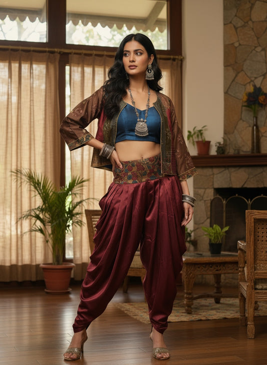 Stitched Chanderi Kalamkari Short Jacket