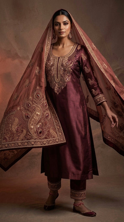 Customised Chanderi Embroidered set