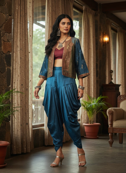 Stitched Chanderi Kalamkari Short Jacket