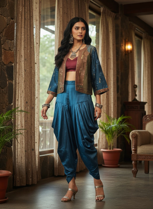 Stitched Chanderi Kalamkari Short Jacket