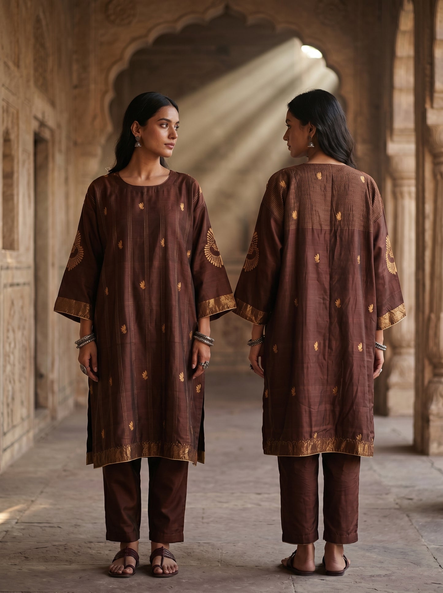 Semi Stitched Chanderi Formal kurta