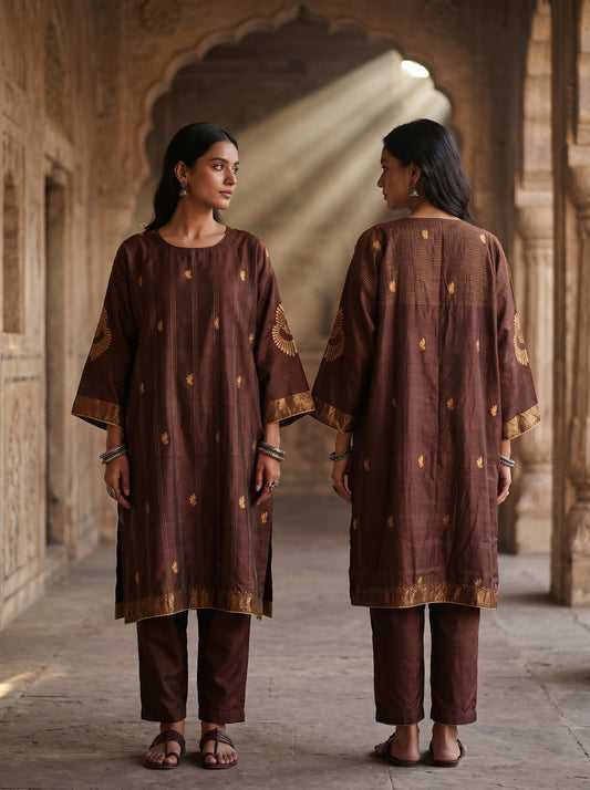 Semi Stitched Chanderi Formal kurta