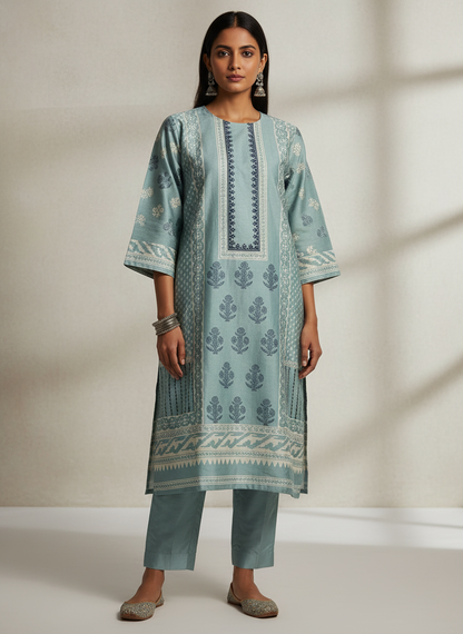 Semi Stitched Chanderi Casual suitset