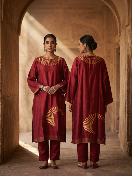 Semi Stitched Chanderi Formal kurta