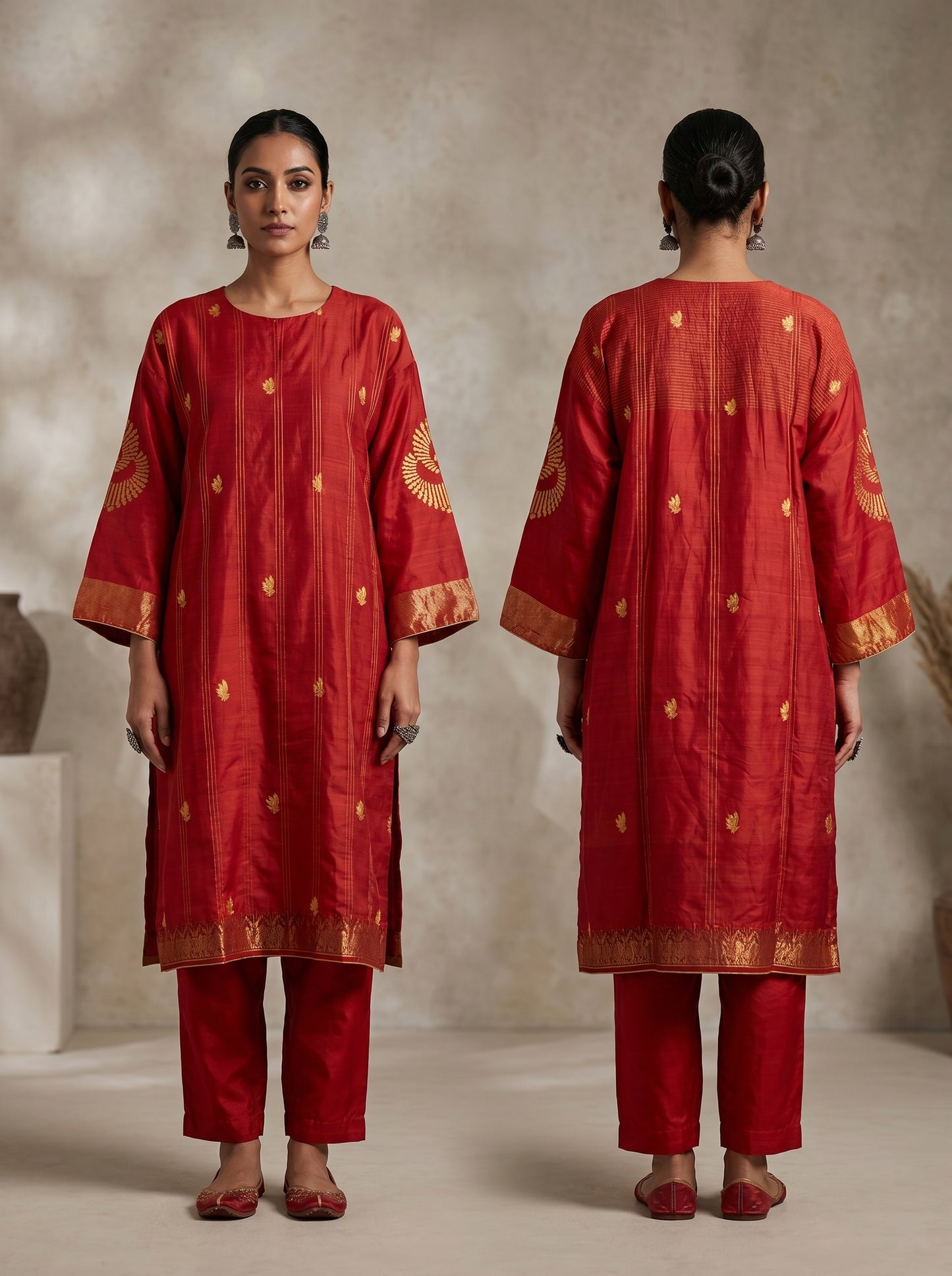 Semi Stitched Chanderi Formal kurta