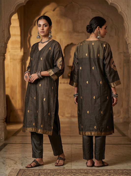 Semi Stitched Chanderi Formal kurta