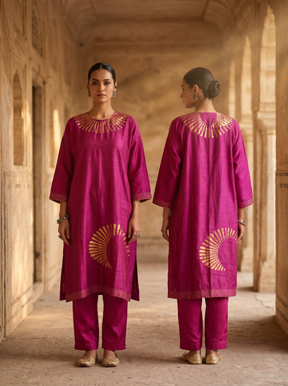 Semi Stitched Chanderi Formal kurta