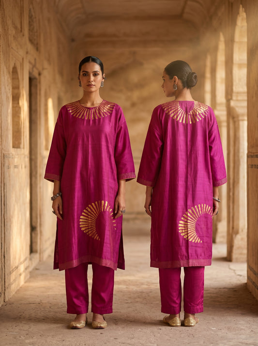 Semi Stitched Chanderi Formal kurta