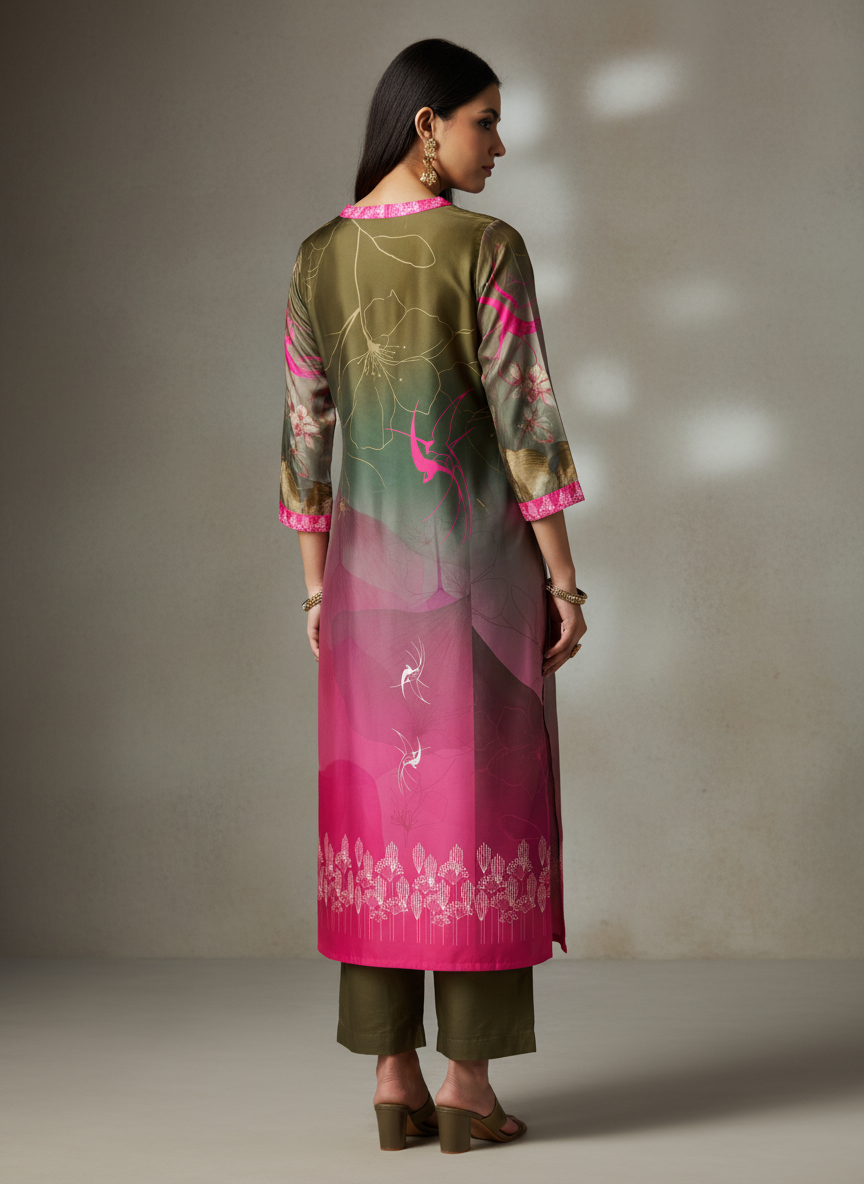 Semi Stitched Chanderi Casual kurta VISHAL KAPUR