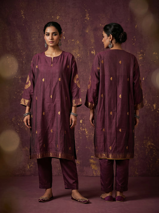 Semi Stitched Chanderi Formal kurta