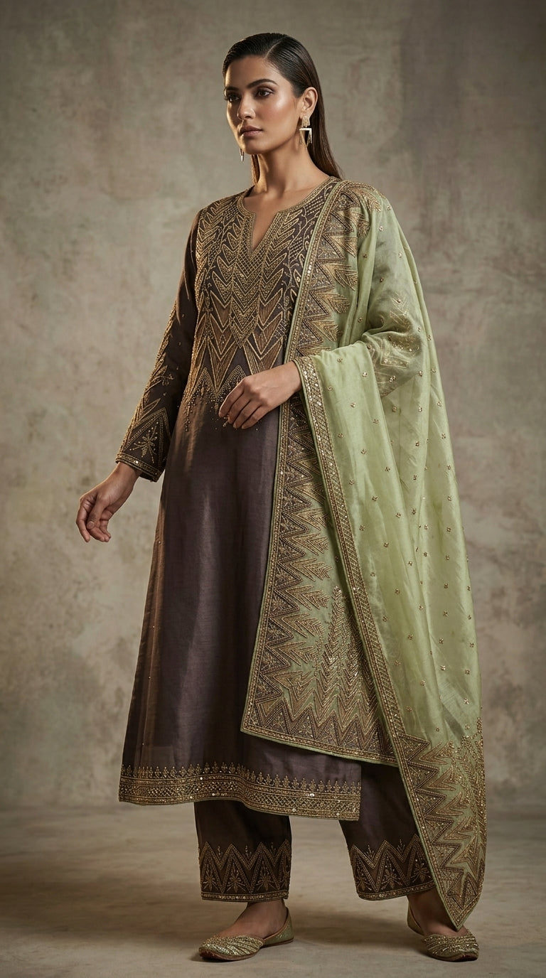 Customised Chanderi Embroidered set