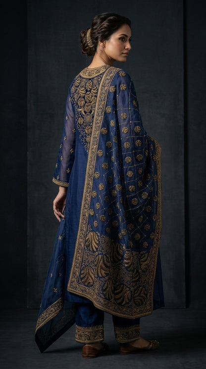 Customised Chanderi Embroidered set