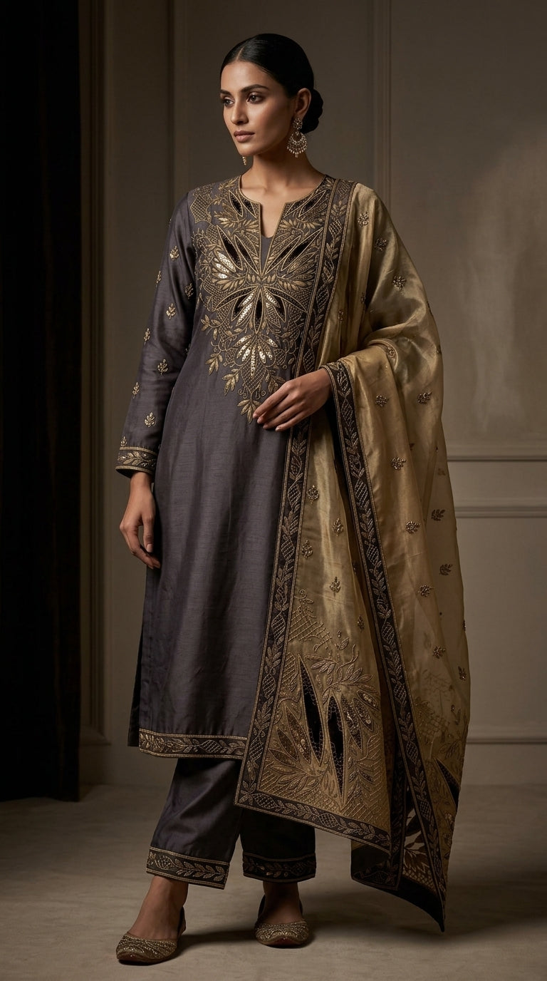 Customised Chanderi Embroidered set