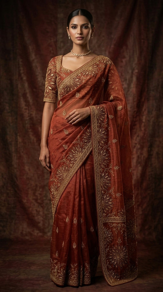 Formal Pure Silk embroidered Saree