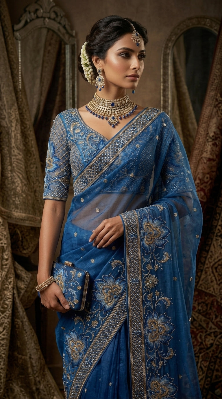 Formal Pure Silk embroidered Saree