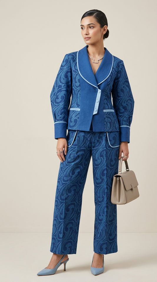 Customised Cotton indigo kurta set