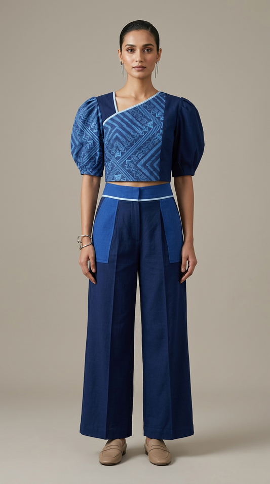 Customised Cotton indigo kurta set