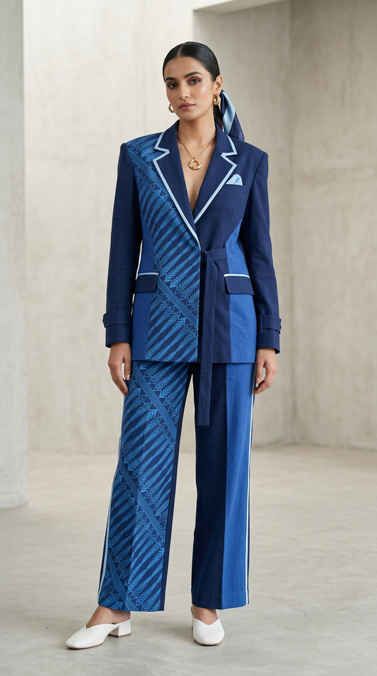 Customised Cotton indigo kurta set