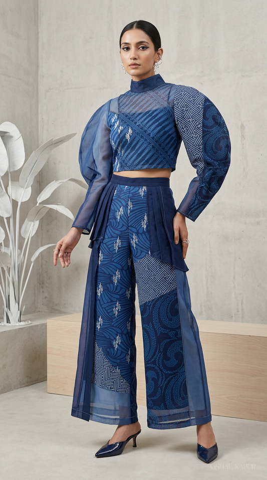 Customised Cotton indigo kurta set