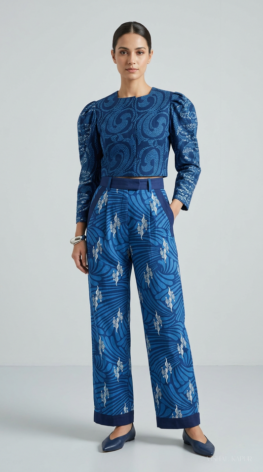 Customised Cotton indigo kurta set