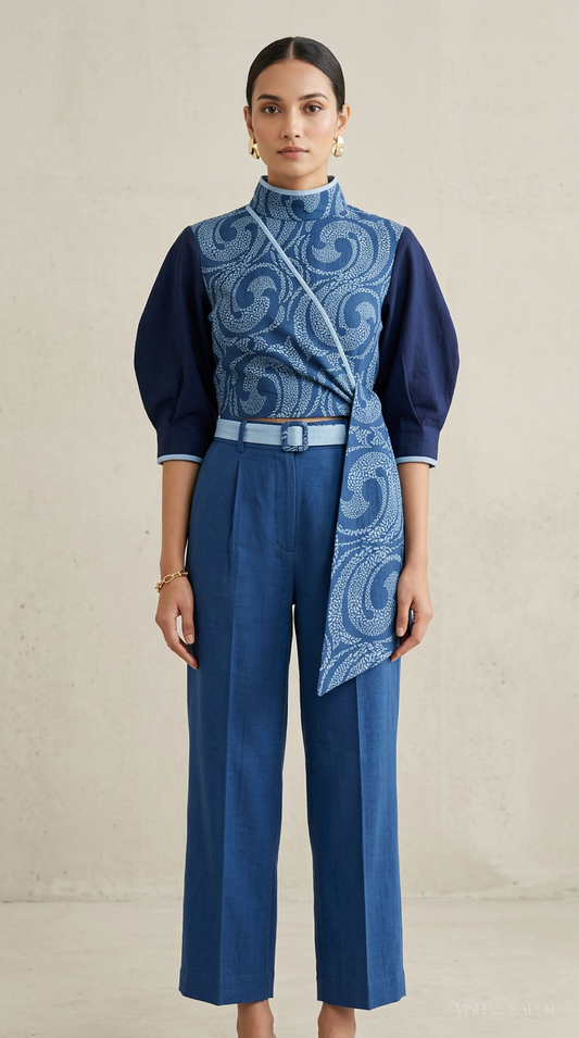 Customised Cotton indigo kurta set