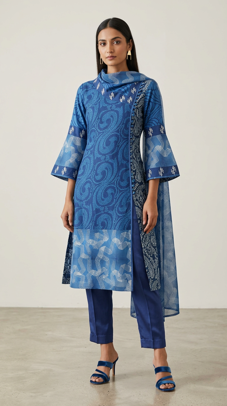 Customised indigo kurta set