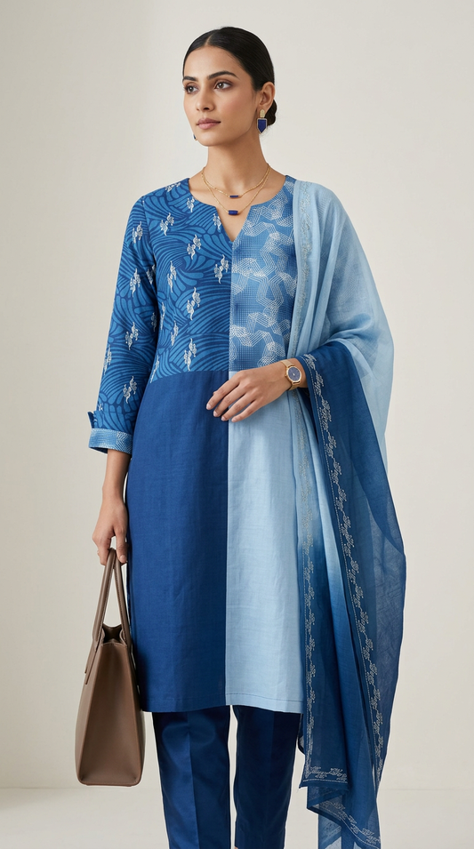 Customised indigo kurta set