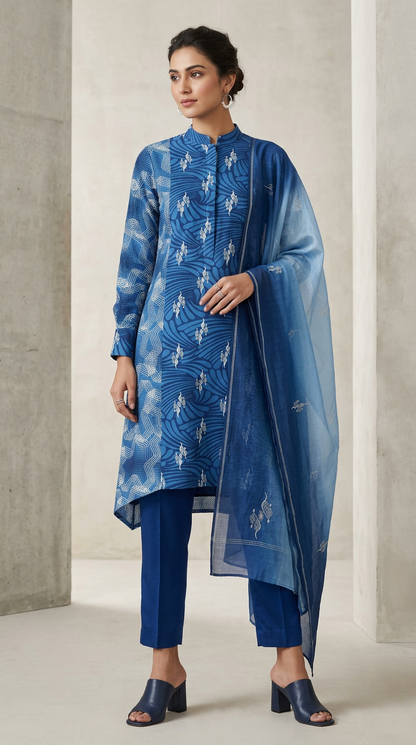 Customised indigo kurta set