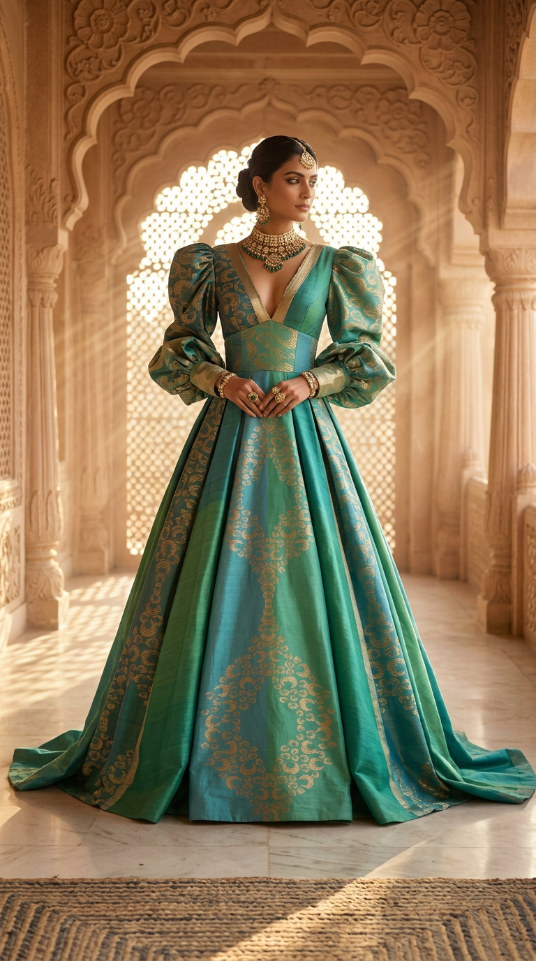 Customised Chanderi Anarkali set