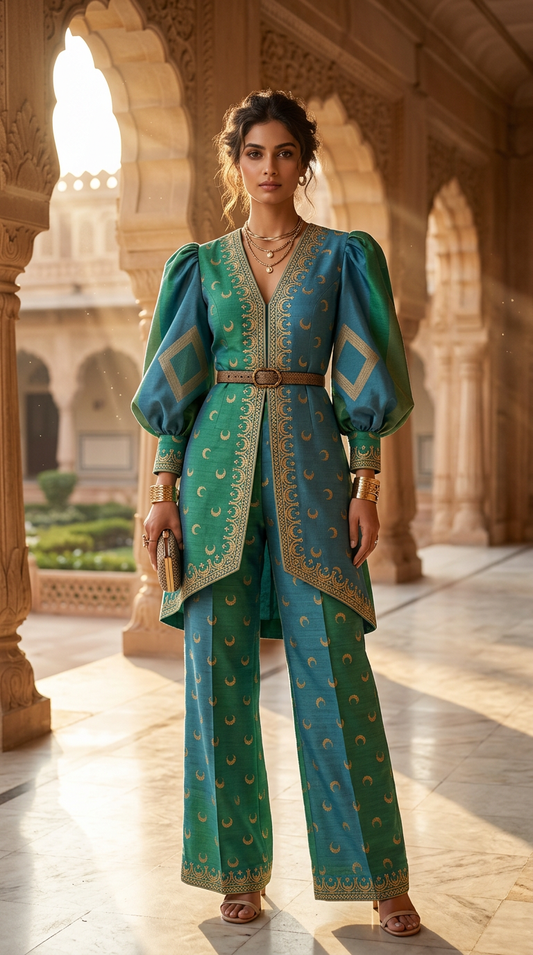 Customised Chanderi Anarkali set