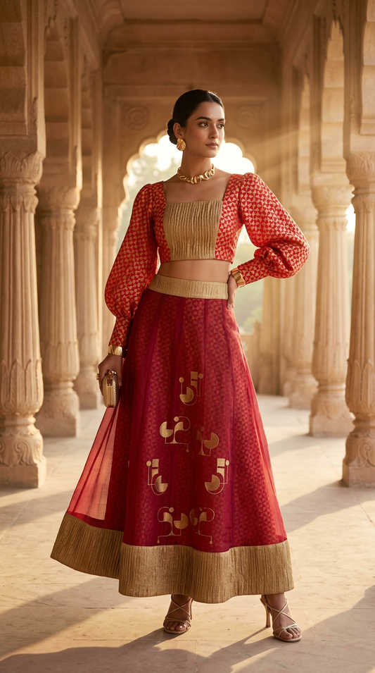 Customised Chanderi Anarkali set