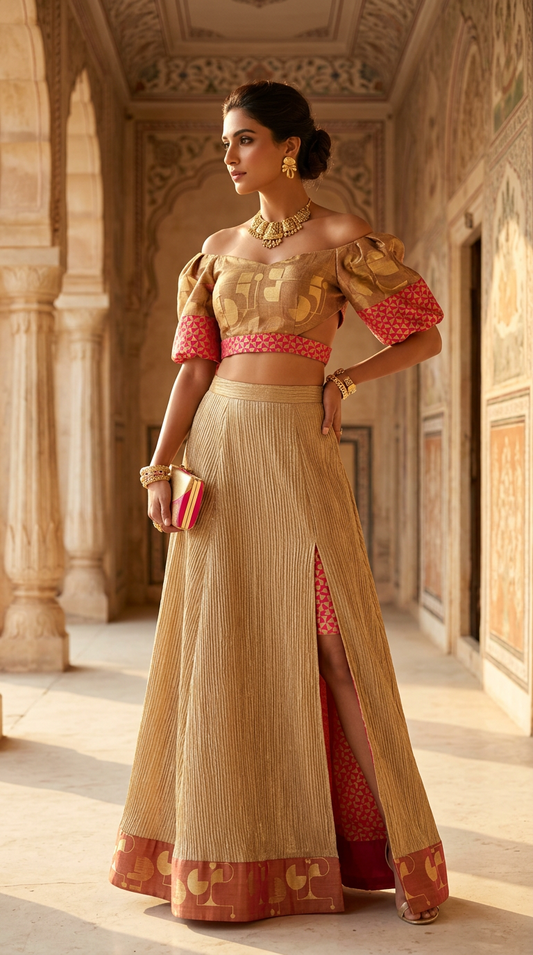 Customised Chanderi Anarkali set