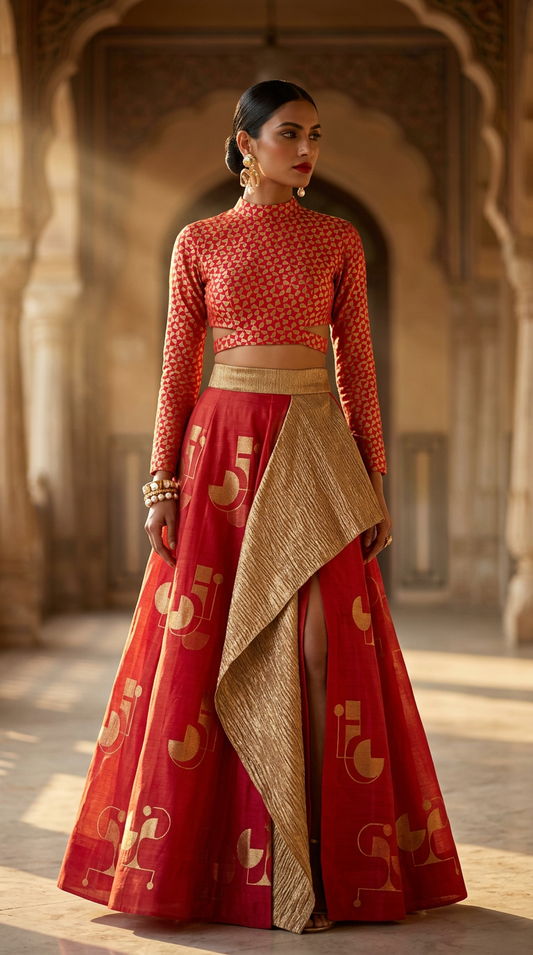 Customised Chanderi Anarkali set