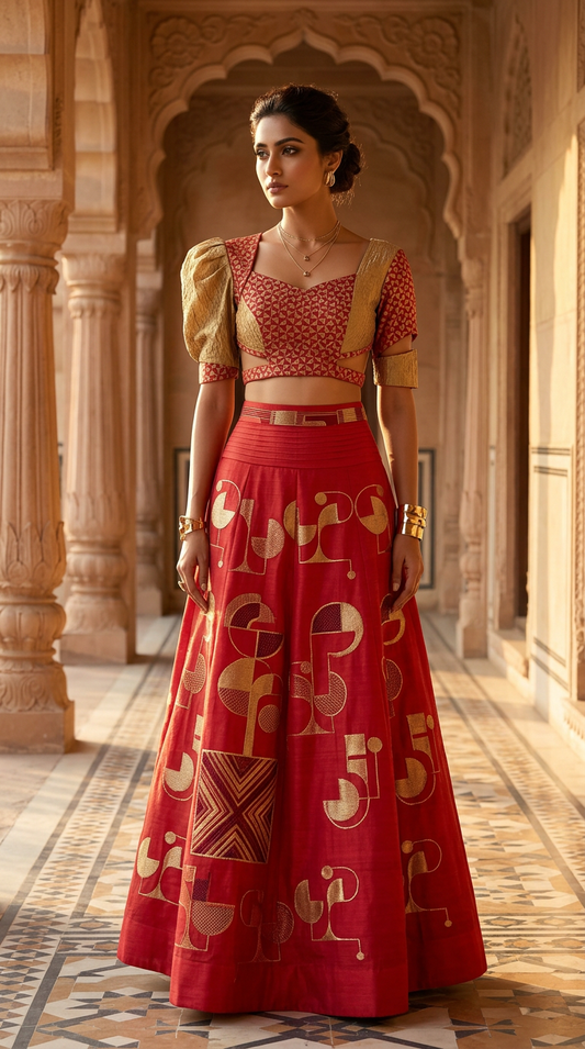 Customised Chanderi Anarkali set