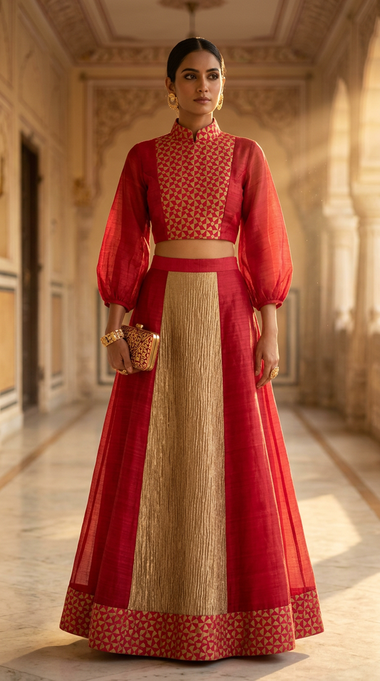 Customised Chanderi Anarkali set
