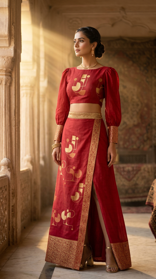 Customised Chanderi Anarkali set