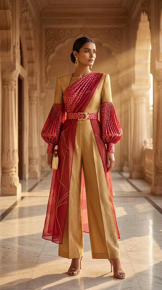 Customised Chanderi Anarkali set