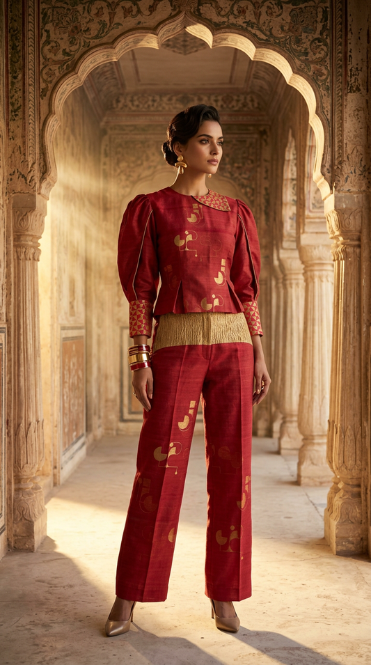 Customised Chanderi Anarkali set