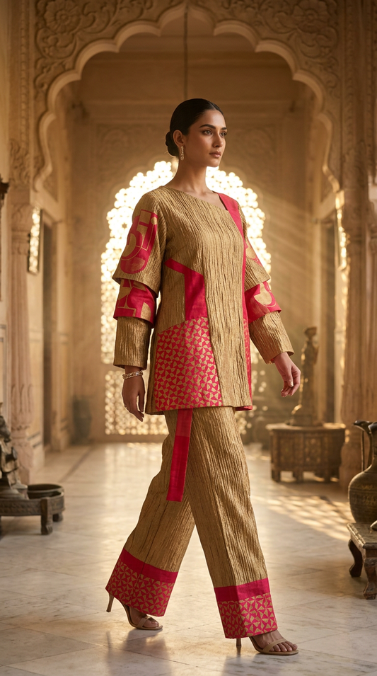 Customised Chanderi Anarkali set