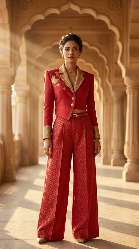 Customised Chanderi Anarkali set