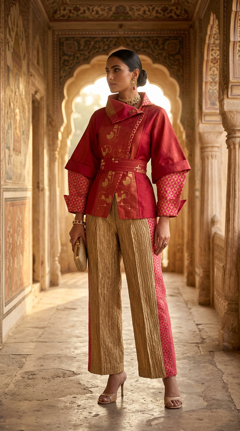Customised Chanderi Anarkali set