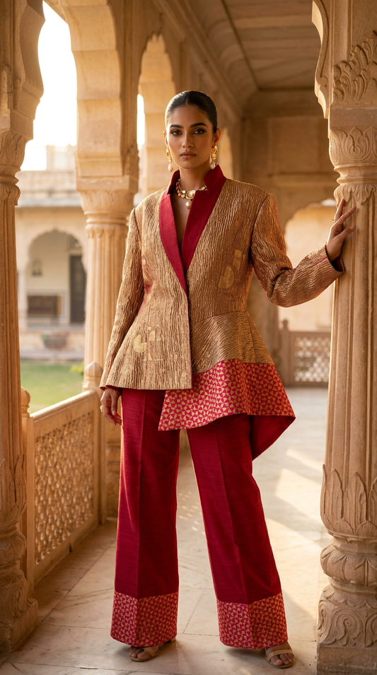 Customised Chanderi Anarkali set